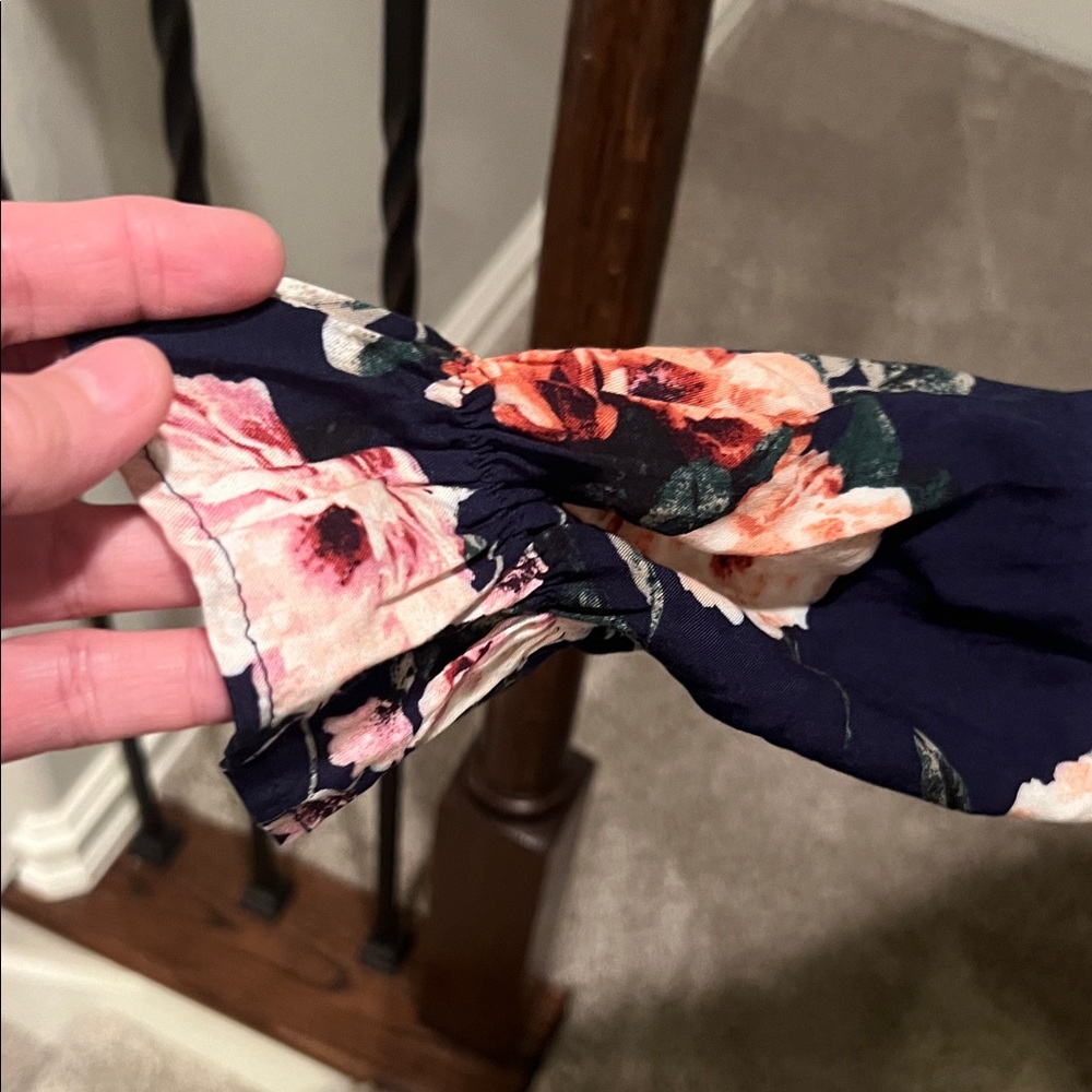 Xhilaration Navy Blue Floral Long Sleeve Dress - Picture 8 of 13